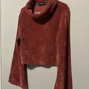 MINKPINK Sz Medium Rust Cowl Neck Cropped Sweater